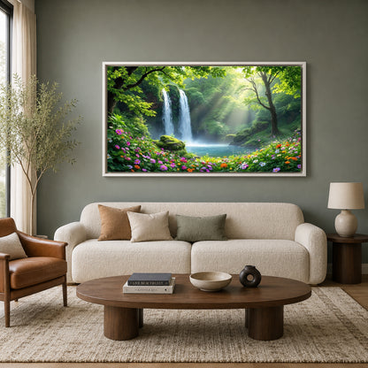 Waterfall Forest Canvas Wall Art for Luxury Nature Decor