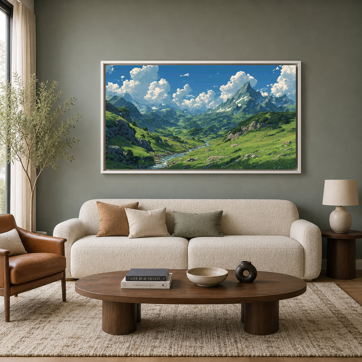 Majestic Mountain Valley Panorama Canvas Wall Art for Home Decor