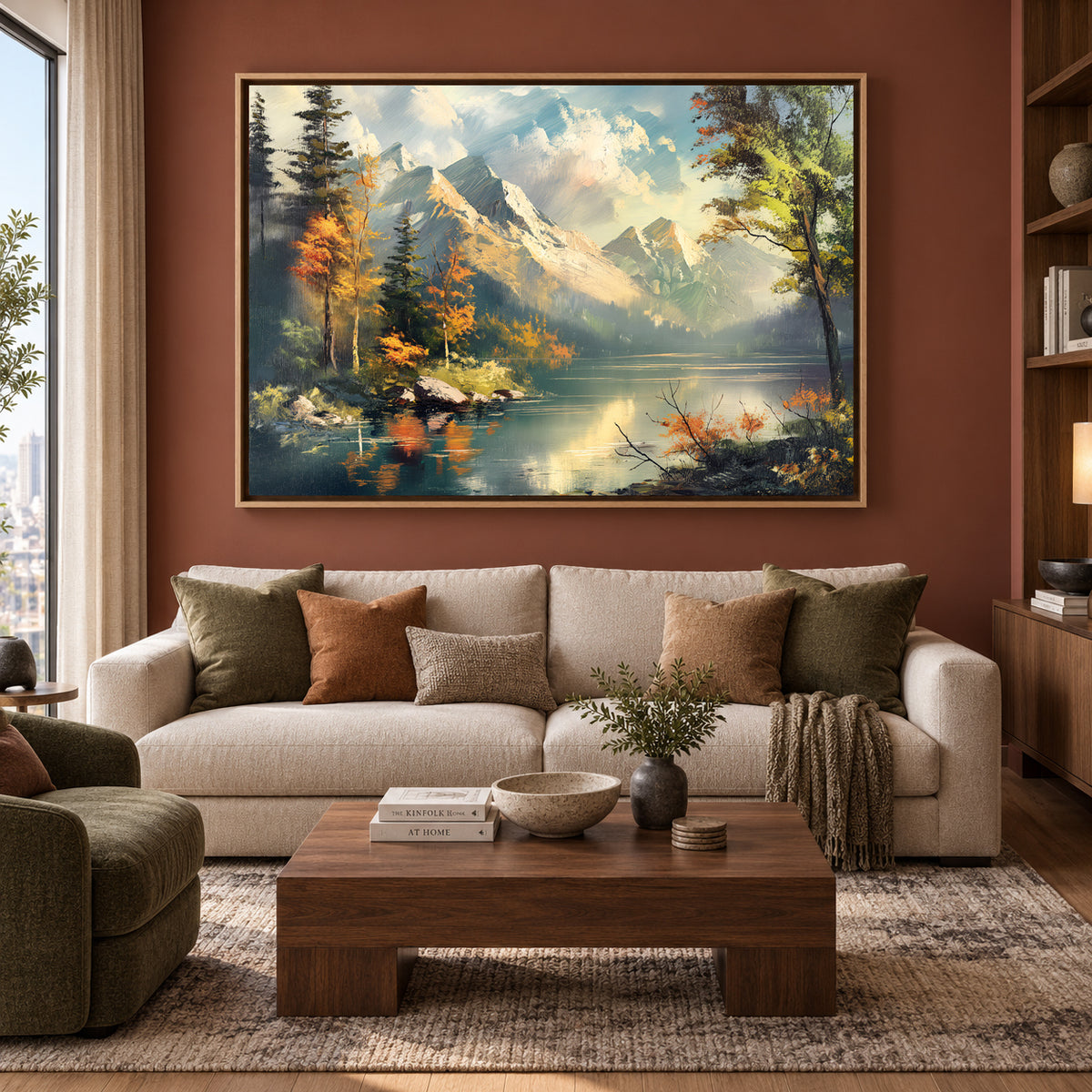 Mountain Lake Landscape Canvas Wall Art Nature Scenic Painting