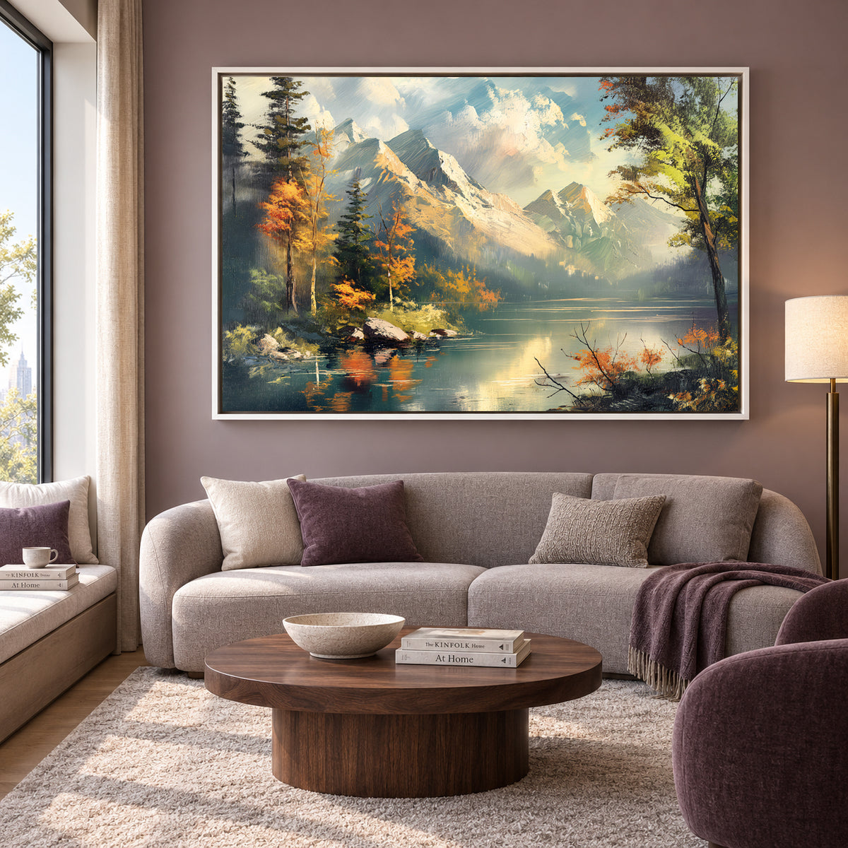 Mountain Lake Landscape Canvas Wall Art Nature Scenic Painting