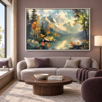 Mountain Lake Landscape Canvas Wall Art Nature Scenic Painting
