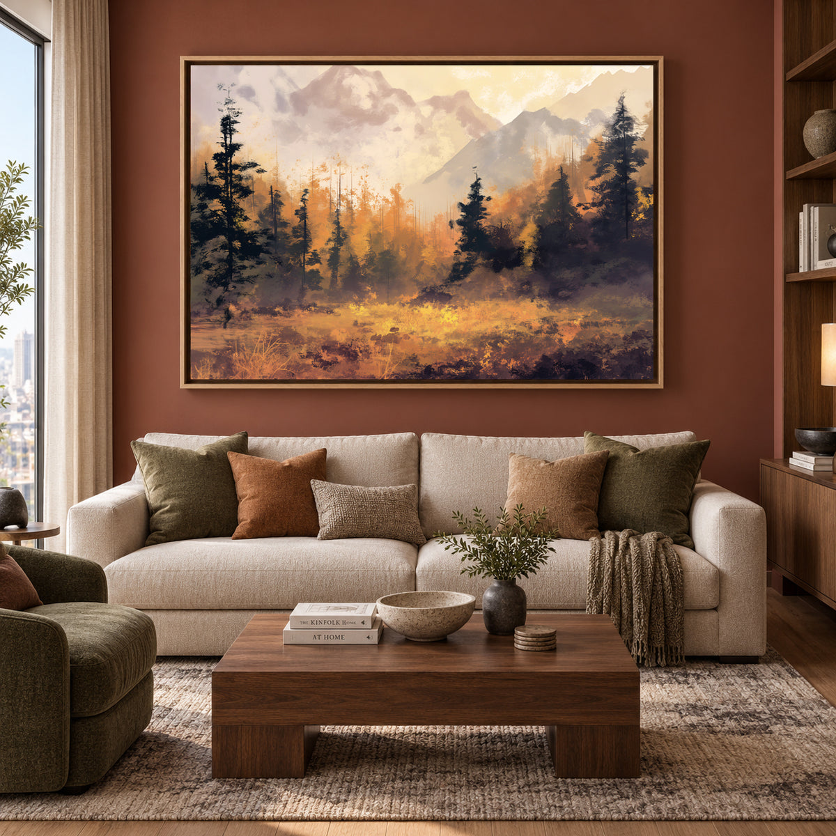 Autumn Mountain Forest Canvas Wall Art Scenic Landscape Painting