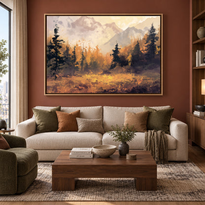 Autumn Mountain Forest Canvas Wall Art Scenic Landscape Painting