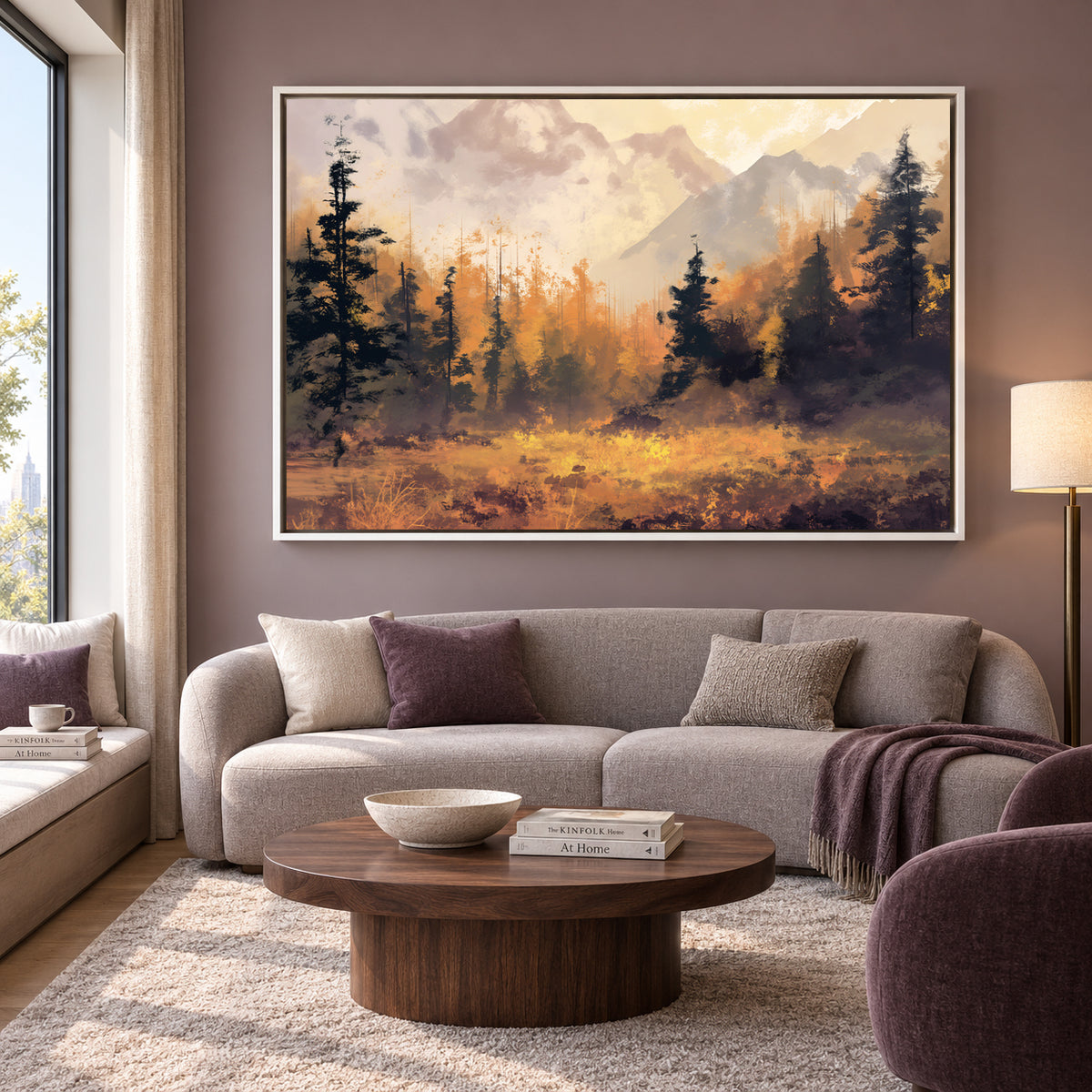 Autumn Mountain Forest Canvas Wall Art Scenic Landscape Painting