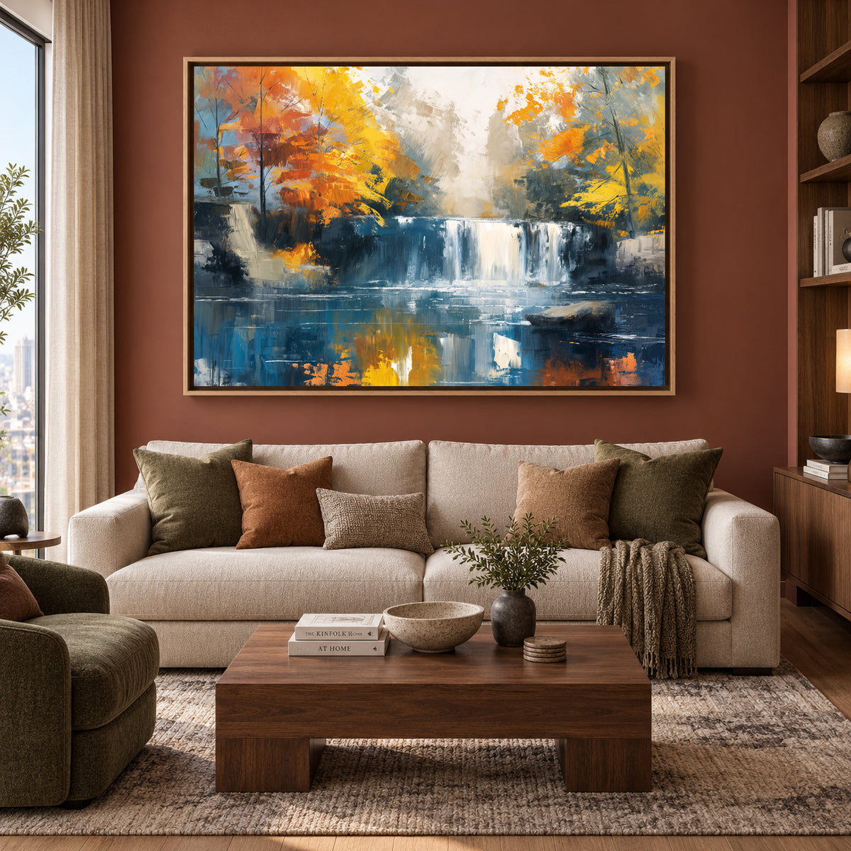 Tropical Village Canal Canvas Wall Art Rustic Waterfront Painting