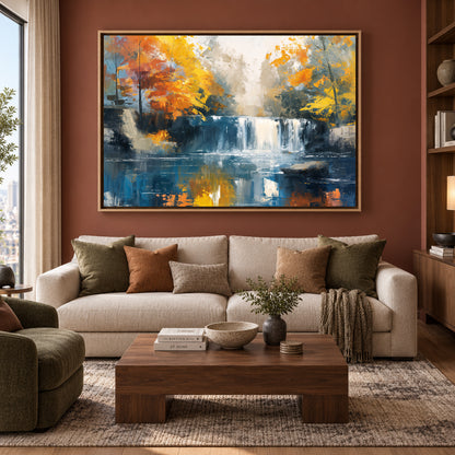 Tropical Village Canal Canvas Wall Art Rustic Waterfront Painting