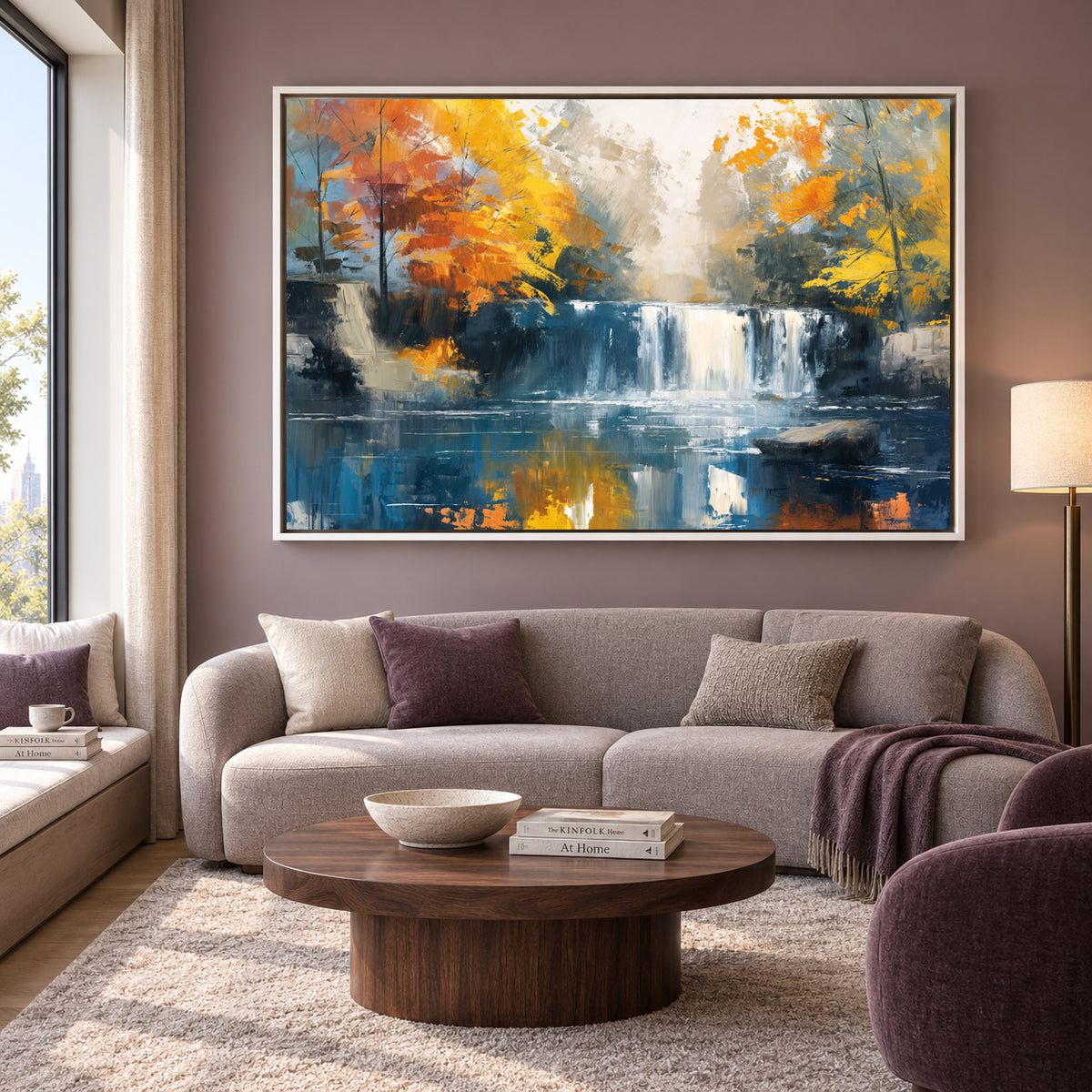 Tropical Village Canal Canvas Wall Art Rustic Waterfront Painting