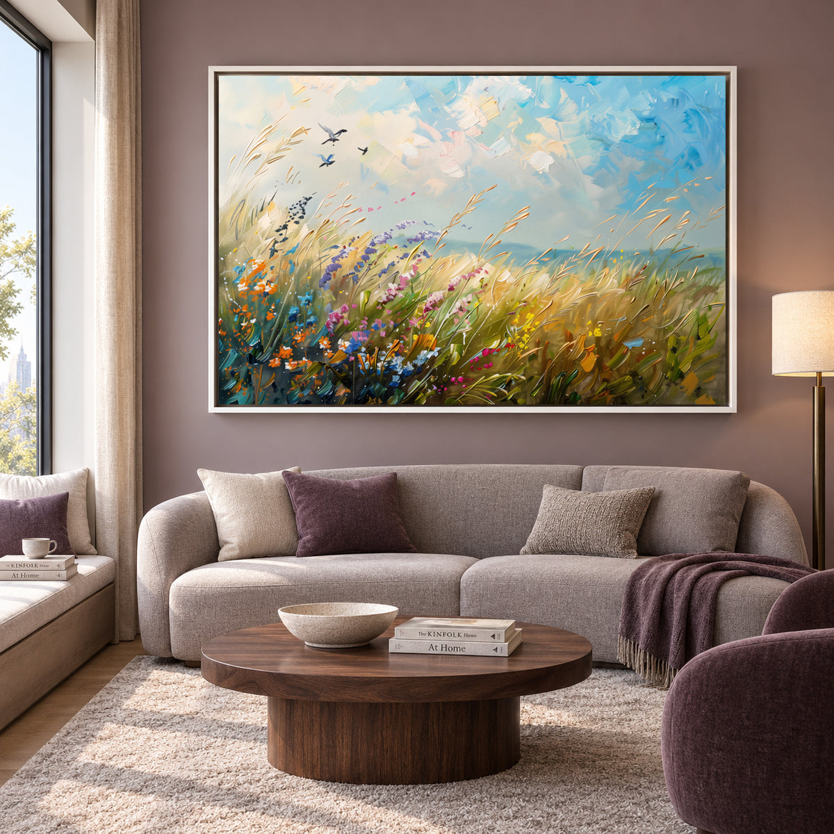 Abstract Wildflower Meadow Canvas Wall Art Modern Nature Painting