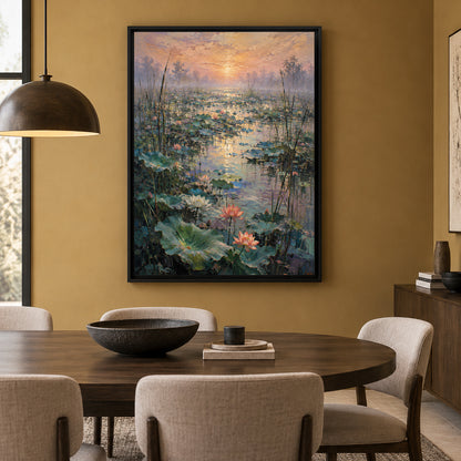 Lotus at First Light Tranquil Nature Canvas Wall Art