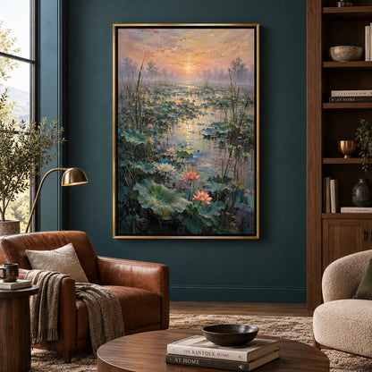 Lotus at First Light Tranquil Nature Canvas Wall Art