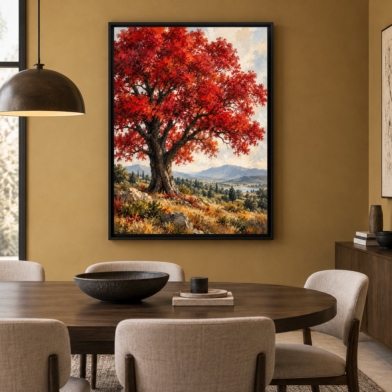 Crimson Canopy Majestic Autumn Tree Canvas Wall Art