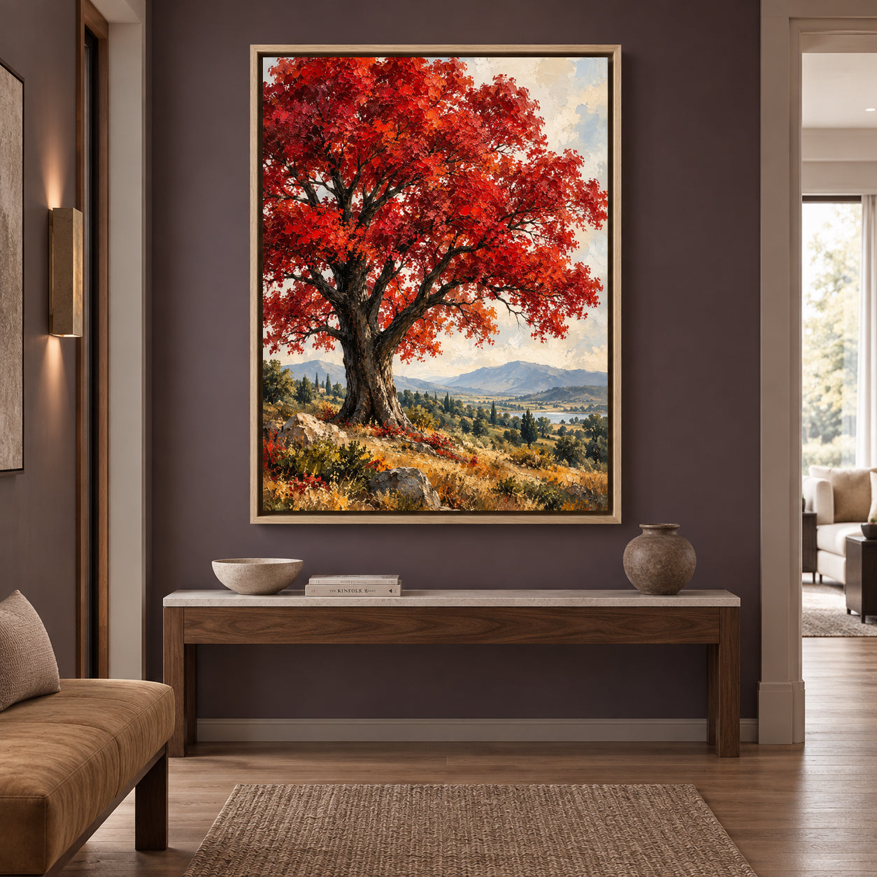 Crimson Canopy Majestic Autumn Tree Canvas Wall Art