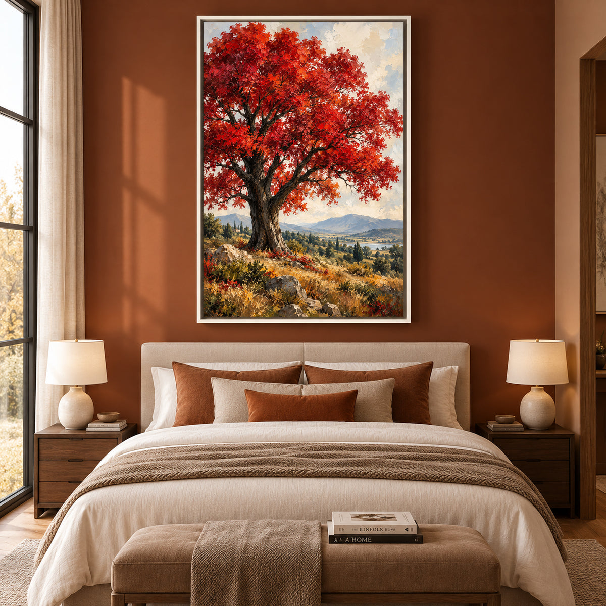 Crimson Canopy Majestic Autumn Tree Canvas Wall Art