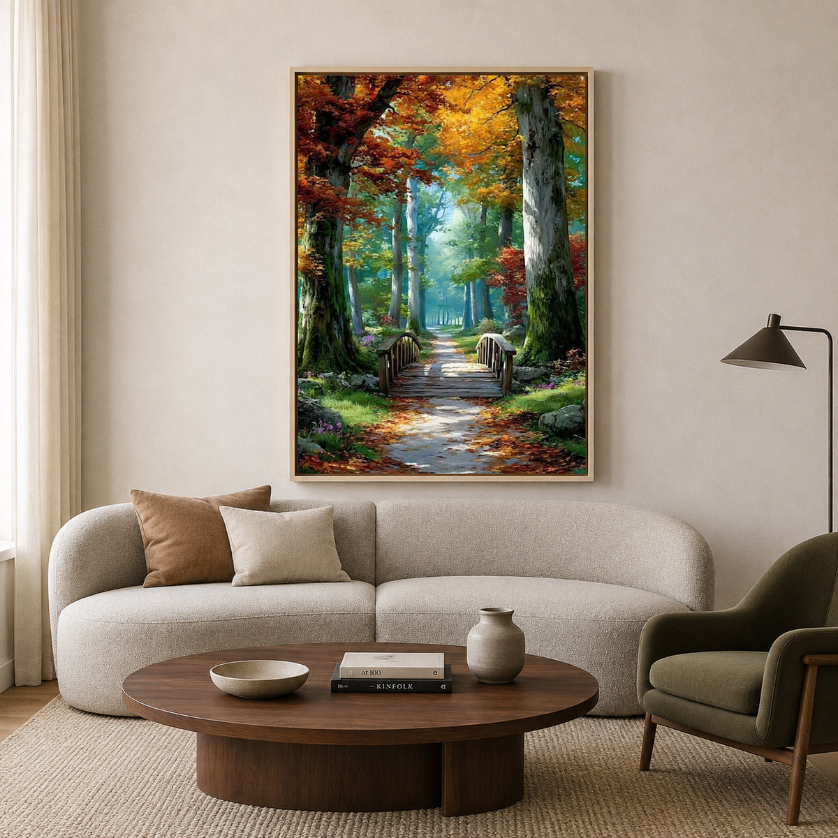 Enchanted Forest Path Canvas Wall Art Vertical Nature Painting