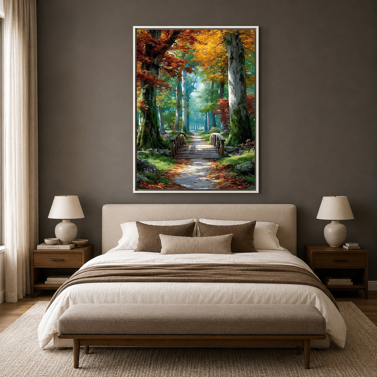Enchanted Forest Path Canvas Wall Art Vertical Nature Painting