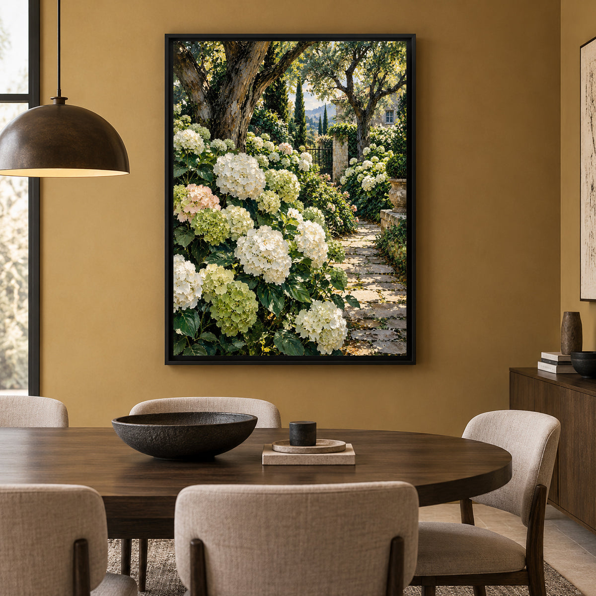 Secret Garden Retreat Hydrangea Landscape Canvas Wall Art