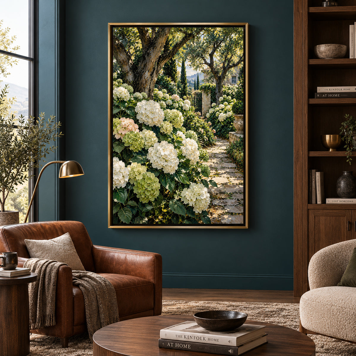 Secret Garden Retreat Hydrangea Landscape Canvas Wall Art