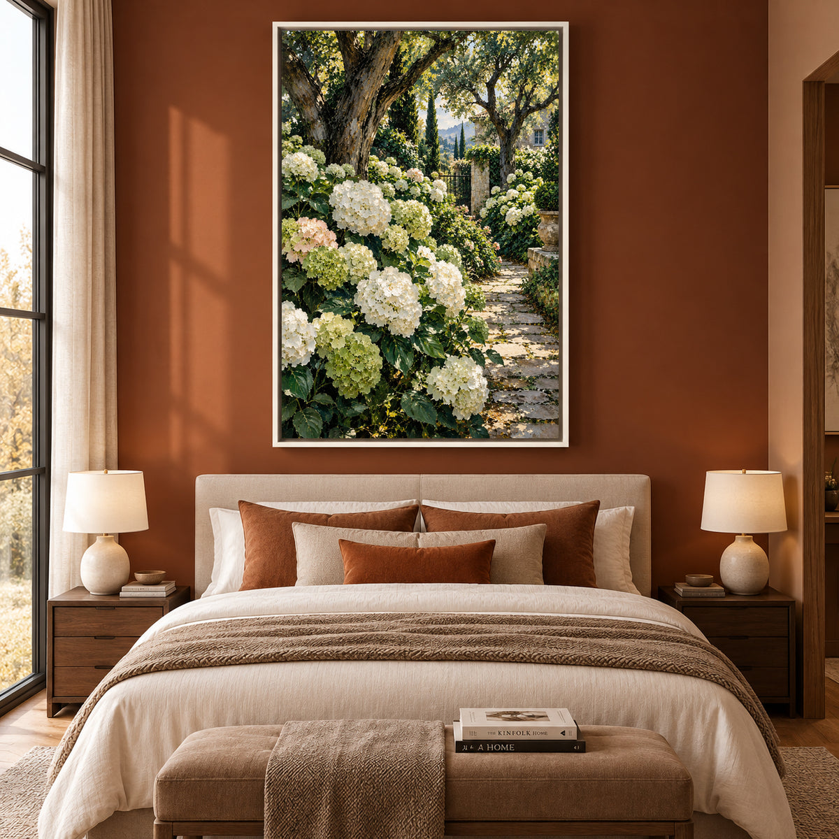 Secret Garden Retreat Hydrangea Landscape Canvas Wall Art