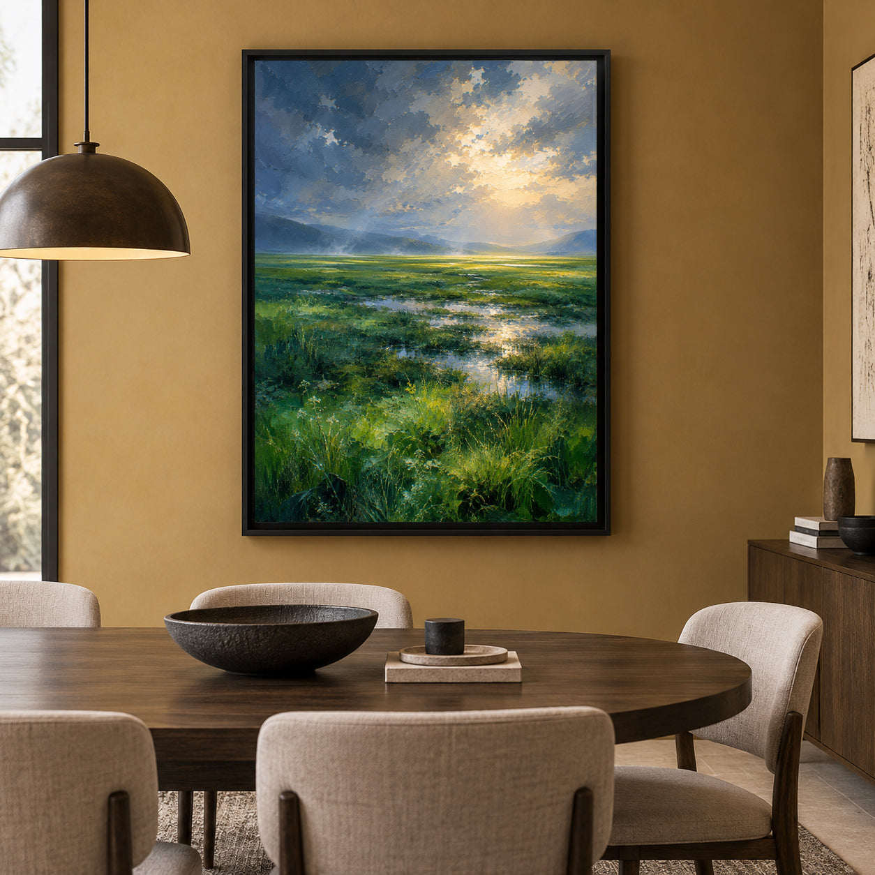 Where the Light Breaks Serene Meadow Landscape Canvas Art