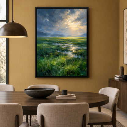 Where the Light Breaks Serene Meadow Landscape Canvas Art