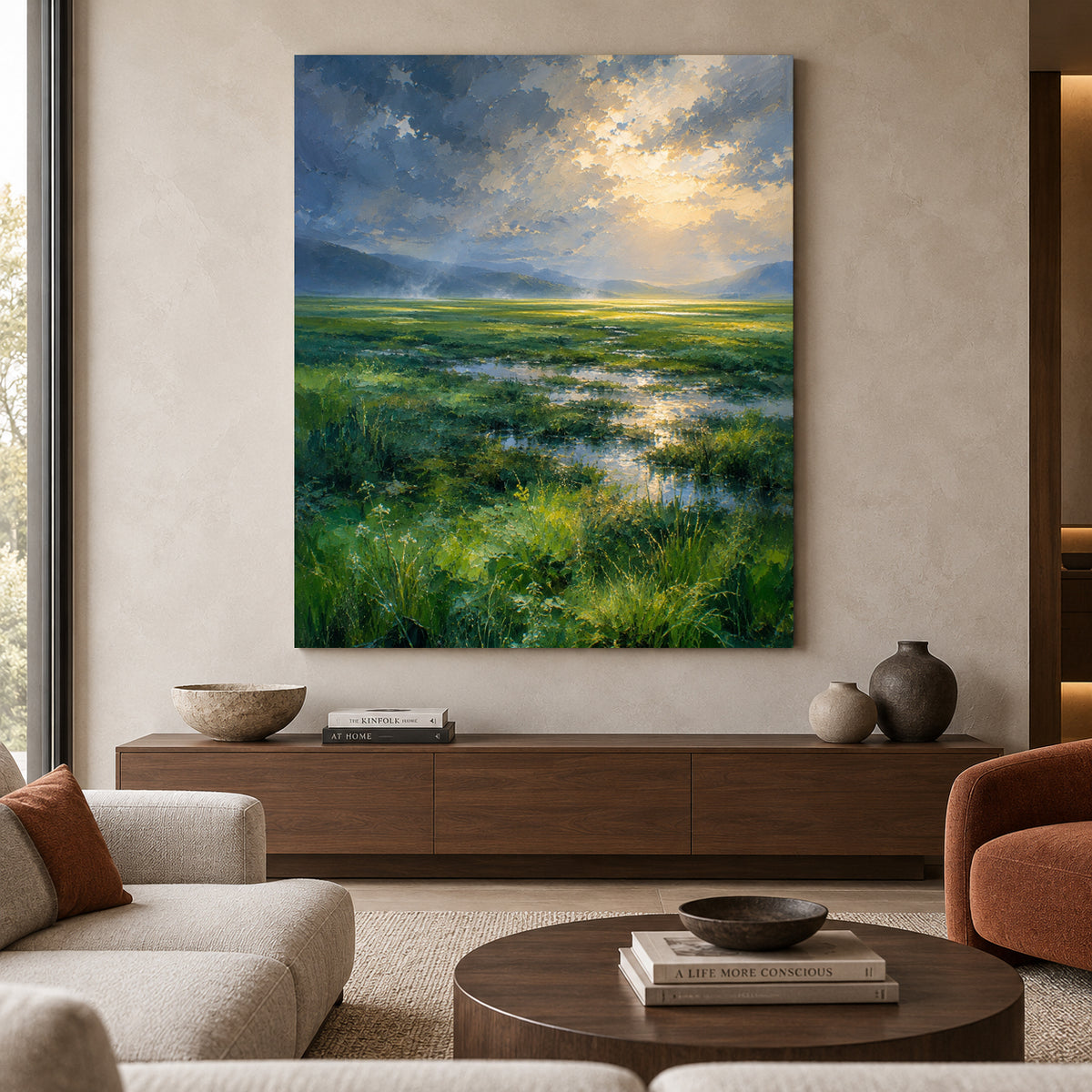 Where the Light Breaks Serene Meadow Landscape Canvas Art