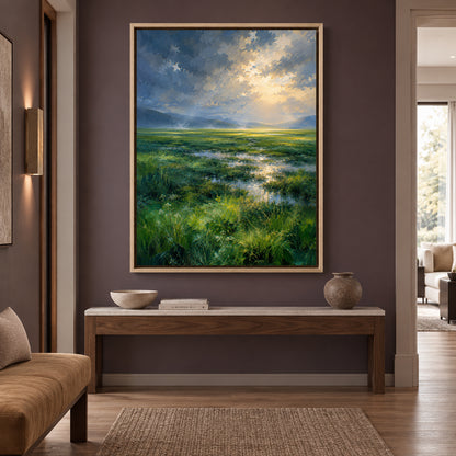 Where the Light Breaks Serene Meadow Landscape Canvas Art