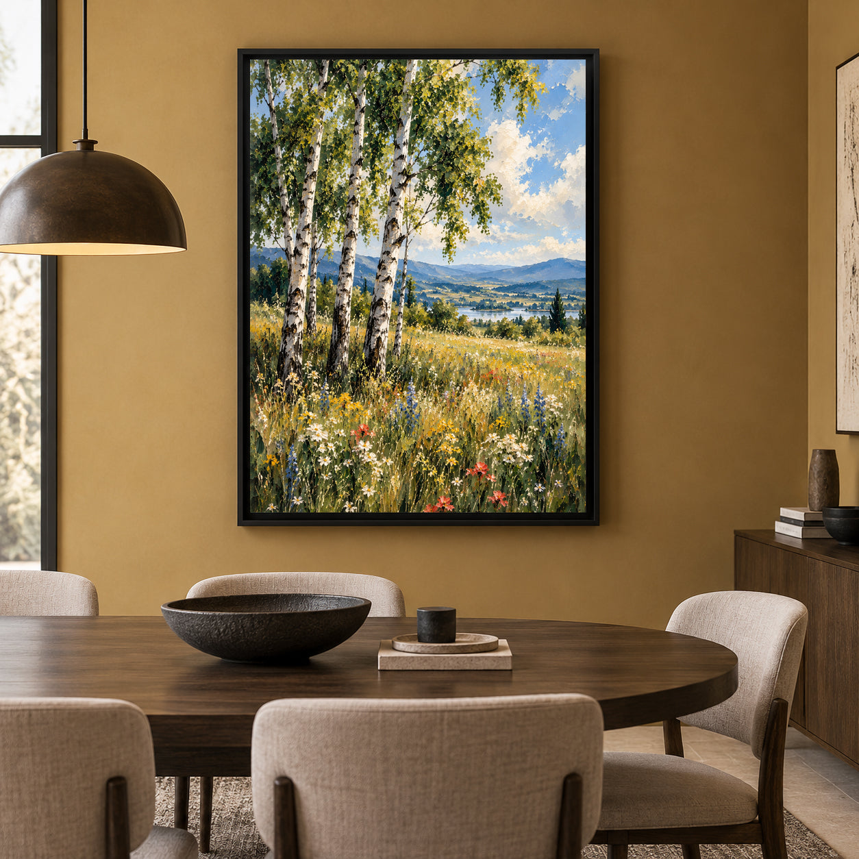 Summer Beyond the Birches Scenic Countryside Canvas Wall Art