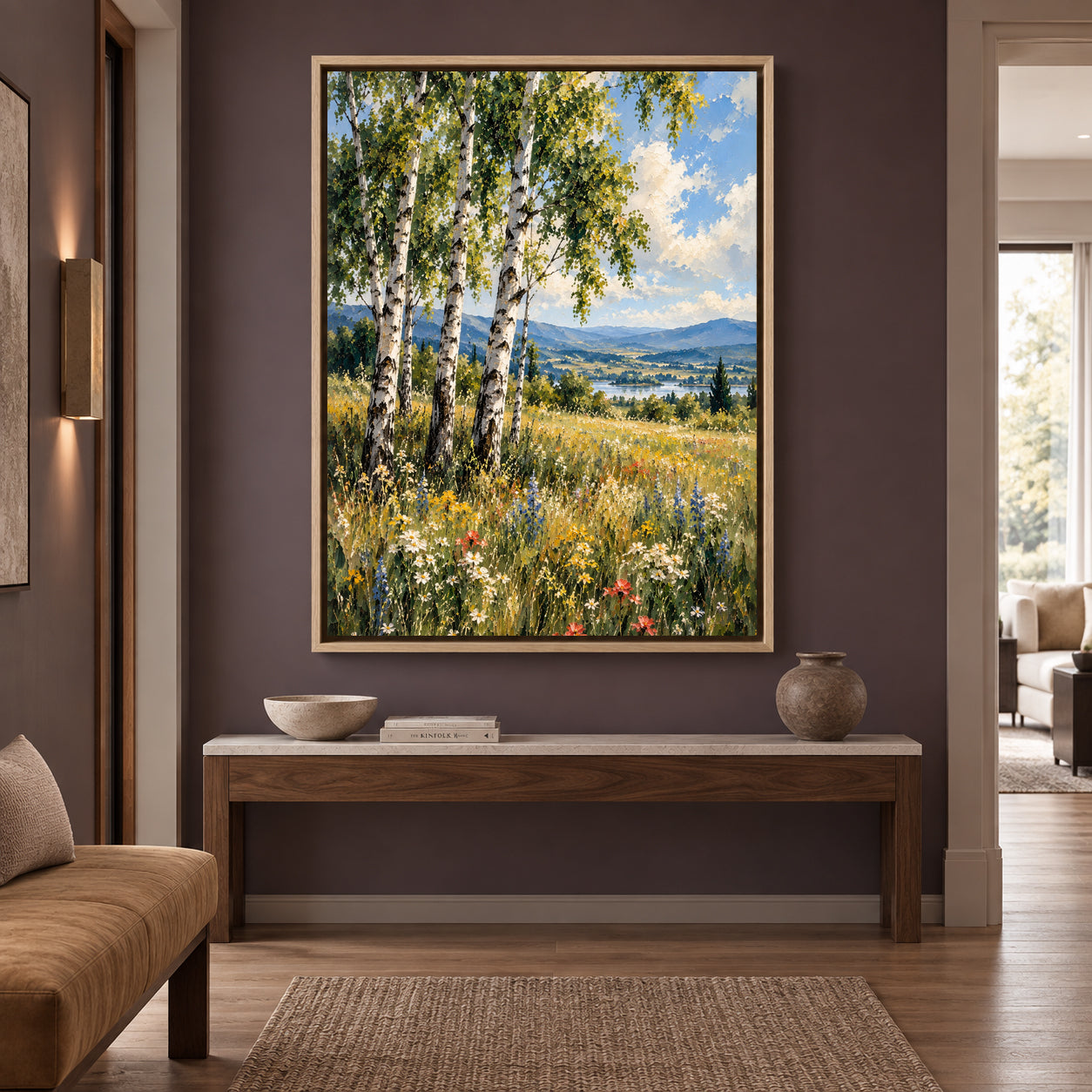 Summer Beyond the Birches Scenic Countryside Canvas Wall Art