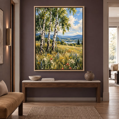 Summer Beyond the Birches Scenic Countryside Canvas Wall Art