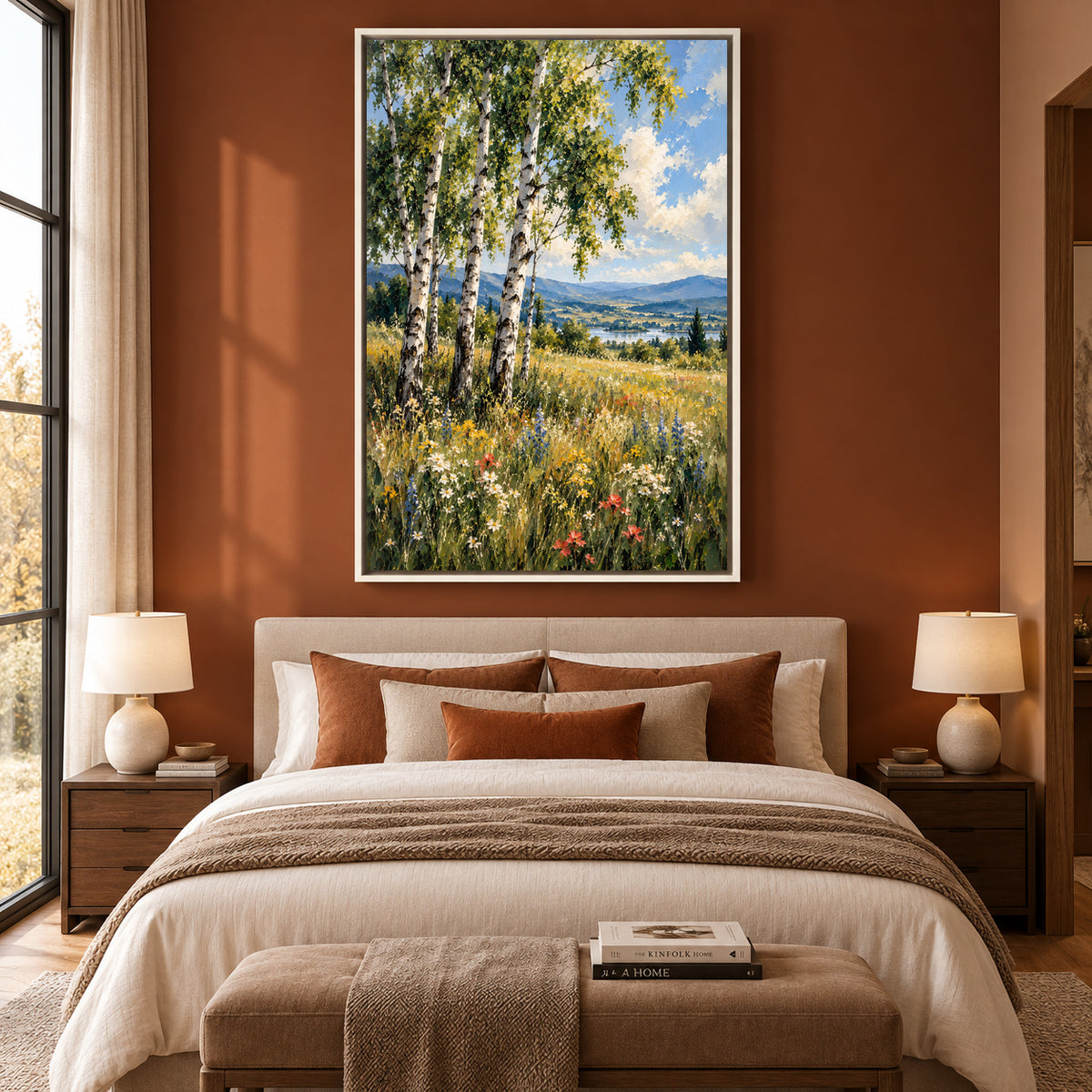 Summer Beyond the Birches Scenic Countryside Canvas Wall Art