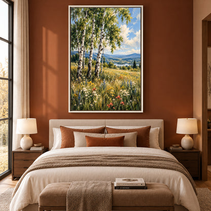 Summer Beyond the Birches Scenic Countryside Canvas Wall Art