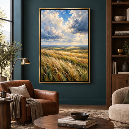 Fields of Light Golden Meadow Landscape Canvas Wall Art