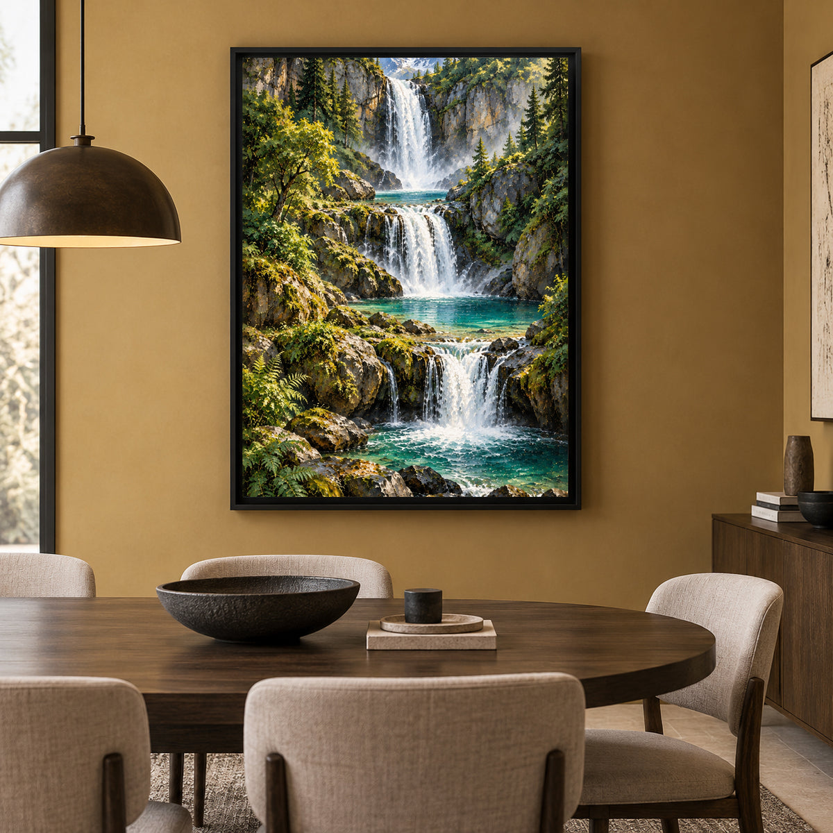 Hidden Paradise Waterfall Nature Canvas Wall Art