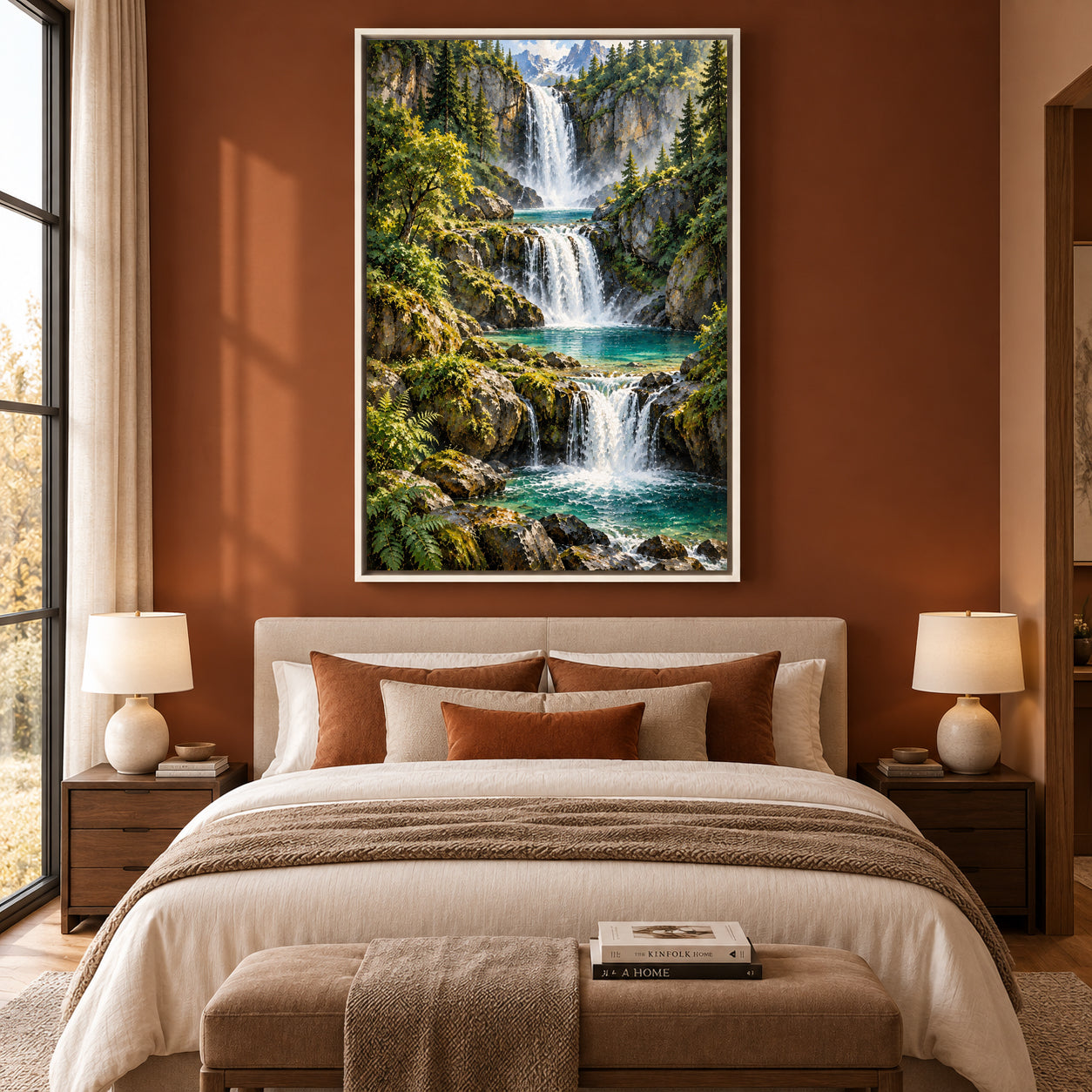 Hidden Paradise Waterfall Nature Canvas Wall Art