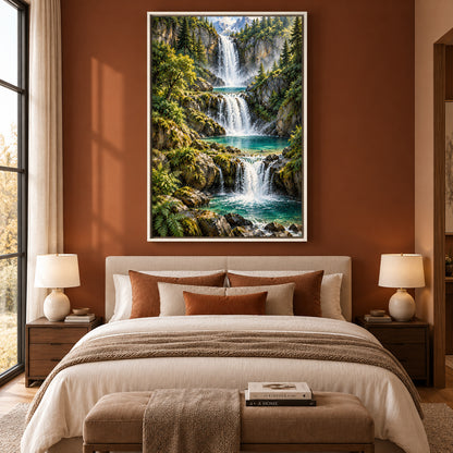 Hidden Paradise Waterfall Nature Canvas Wall Art