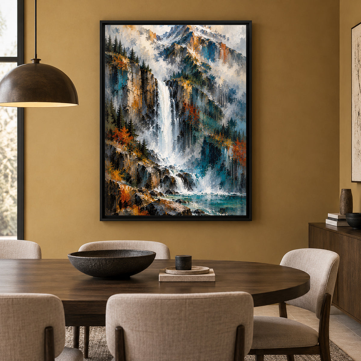 Untamed Heights Waterfall Mountain Canvas Wall Art