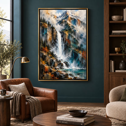 Untamed Heights Waterfall Mountain Canvas Wall Art