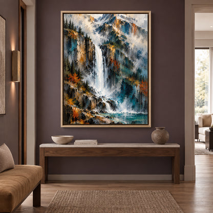 Untamed Heights Waterfall Mountain Canvas Wall Art