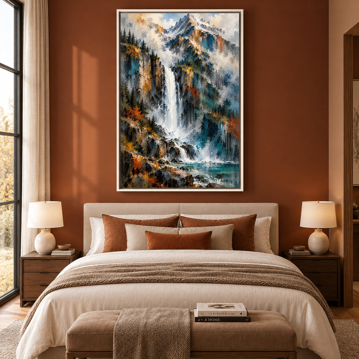 Untamed Heights Waterfall Mountain Canvas Wall Art