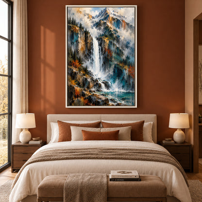 Untamed Heights Waterfall Mountain Canvas Wall Art