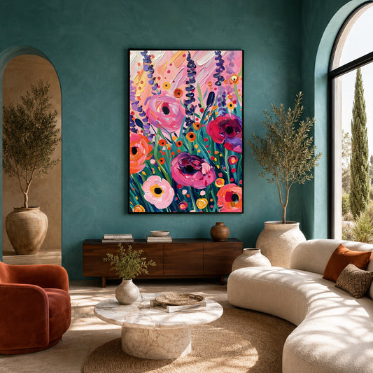 Colorful Floral Abstract Maximalist Wall Art