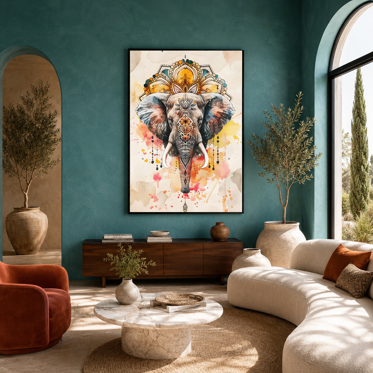 Majestic Mandala Elephant Maximalist Wall Art