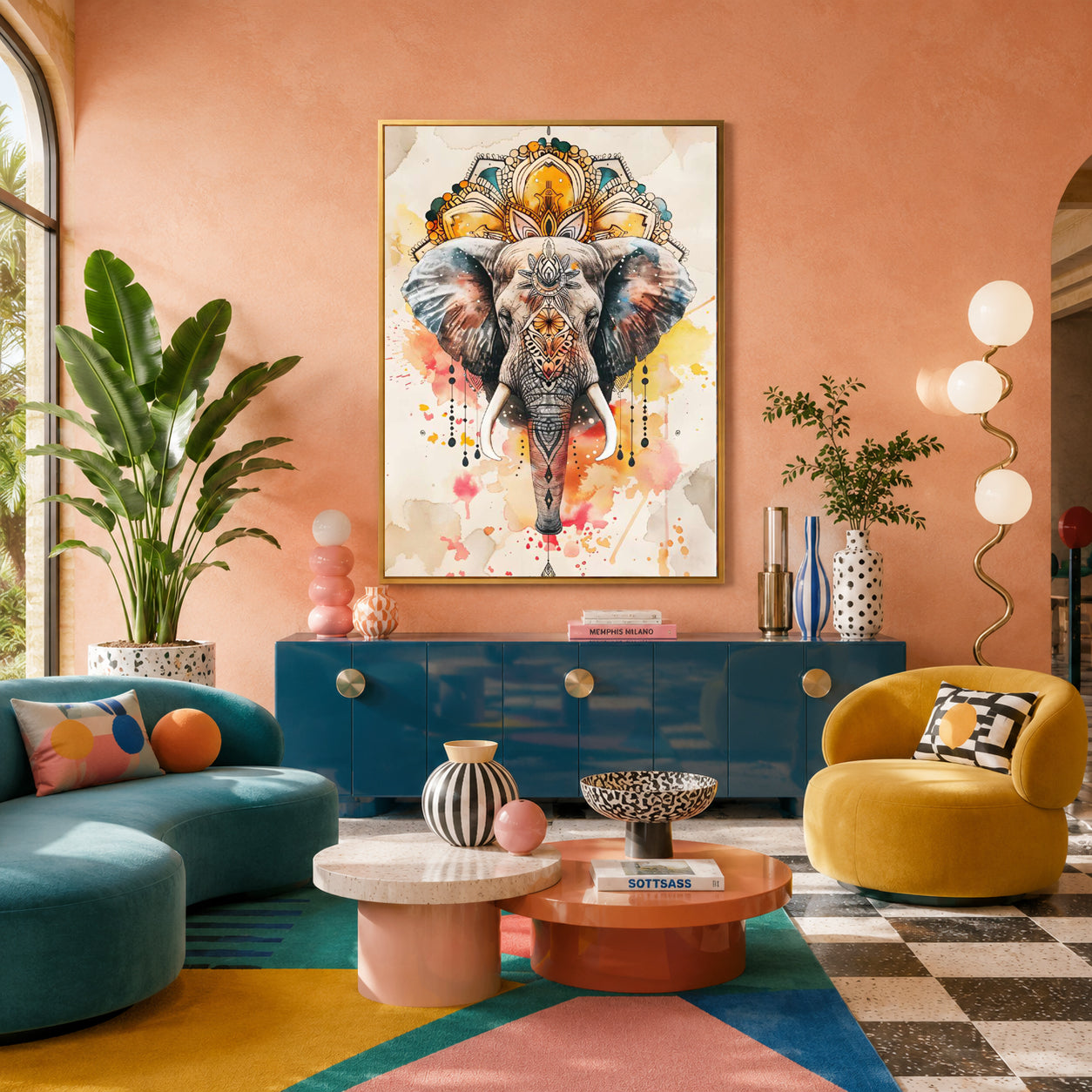 Majestic Mandala Elephant Maximalist Wall Art