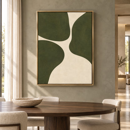 Olive Green Organic Abstract Canvas Art for Modern Interiors