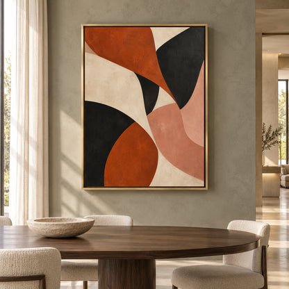 Terracotta Black Organic Abstract Canvas Art for Modern Homes