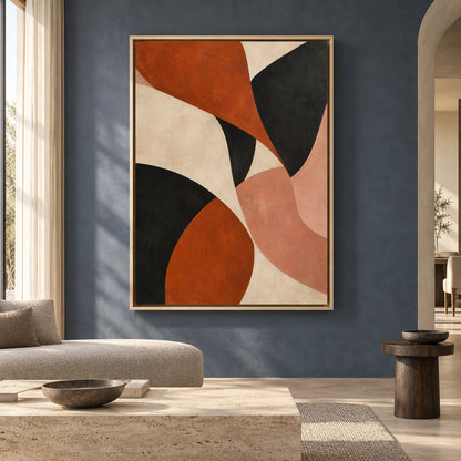 Terracotta Black Organic Abstract Canvas Art for Modern Homes