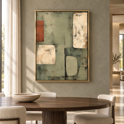 Sage Green Geometric Abstract Canvas Art for Modern Interiors