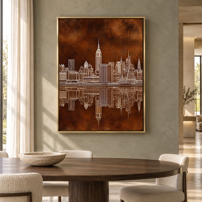 New York Skyline Canvas Art with Architectural Reflection