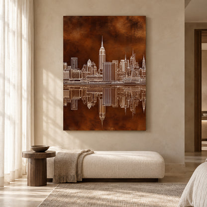 New York Skyline Canvas Art with Architectural Reflection