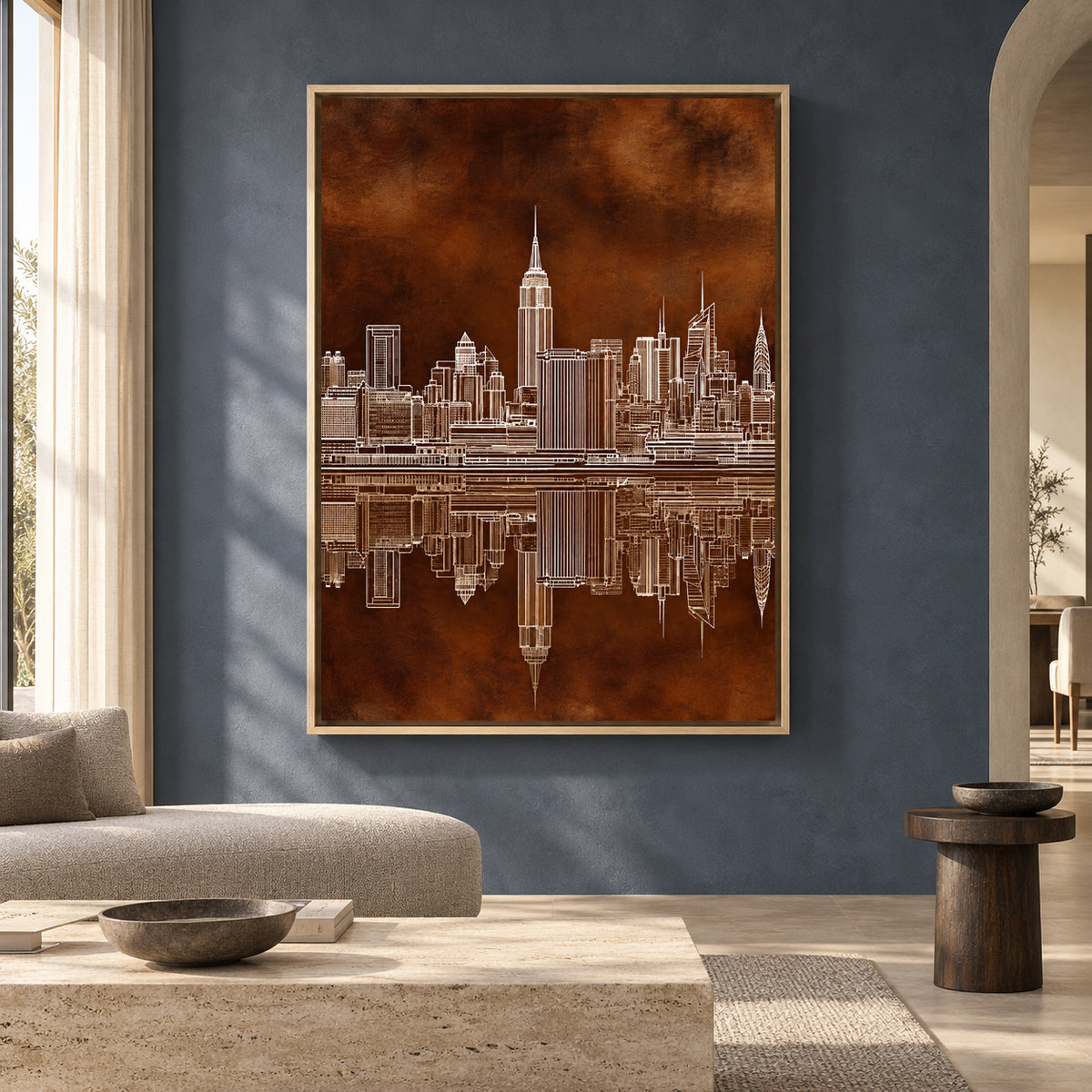 New York Skyline Canvas Art with Architectural Reflection